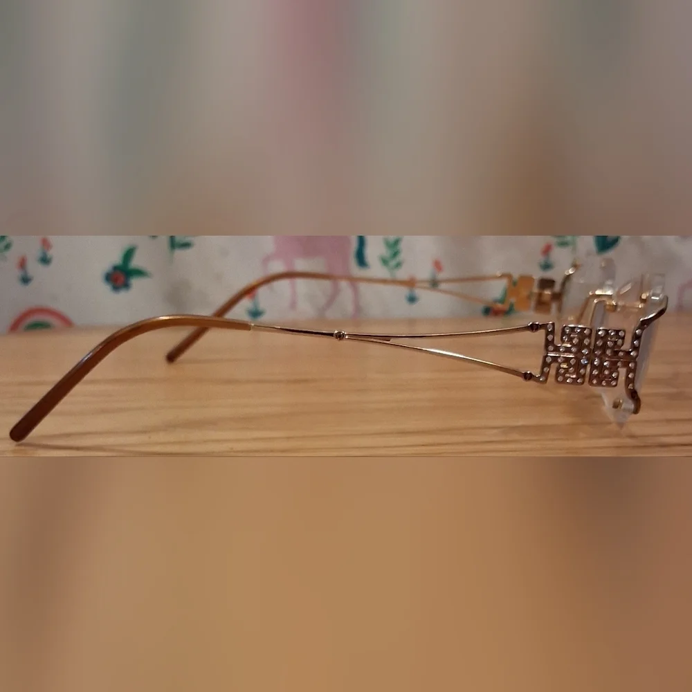 EUC Vintage Y2K Versace 1080B Gold Tone & Crystal Casual Reading Glasses Frames